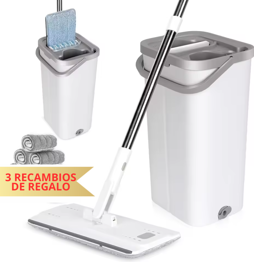 SuperMop - Mopa Fregona 360º con cubo auto-escurrible