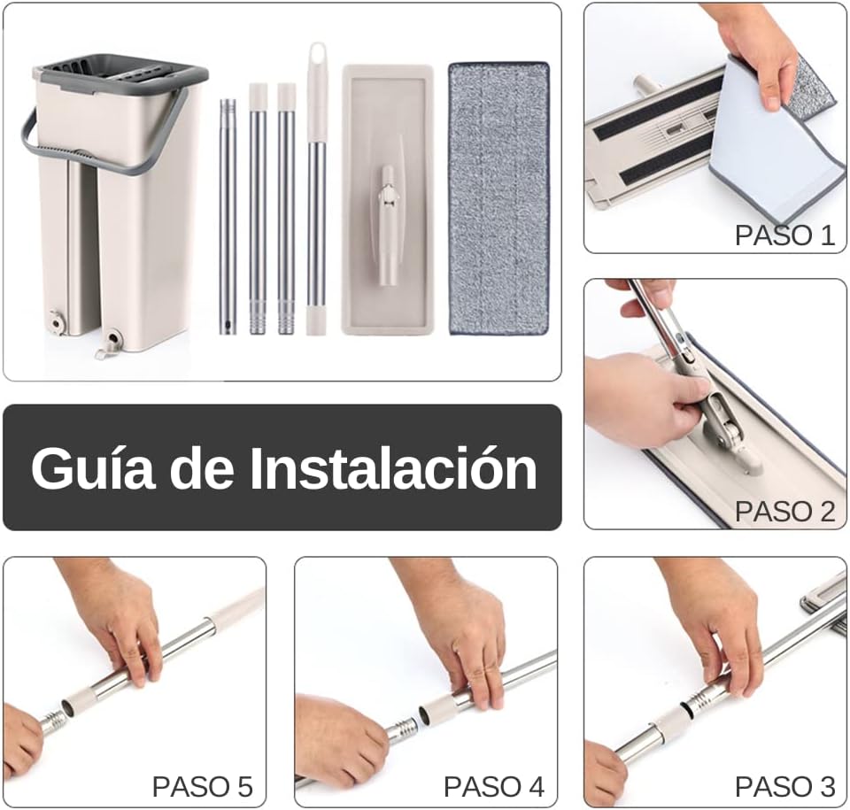 SuperMop - Mopa Fregona 360º con cubo auto-escurrible